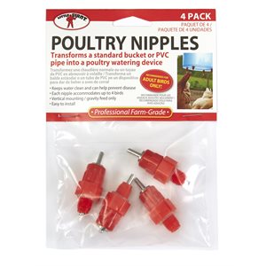 Tétine d'abreuvement pour poulet, 4 / paquet