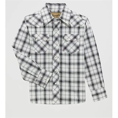 BOYS L / S WHITE / BLACK WRANGLER SHIRT