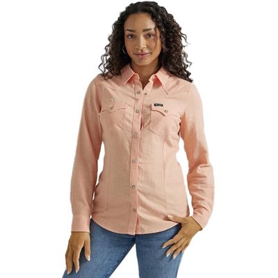 LADIES L / S PEACH SNAP WRANGLER SHIRT