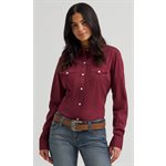 Womens l / s button wine wrangler shirt