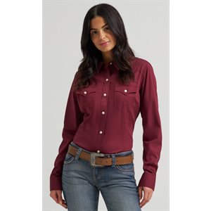 Womens l / s button wine wrangler shirt