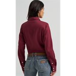 Womens l / s button wine wrangler shirt