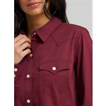 Womens l / s button wine wrangler shirt