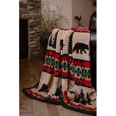 COUVERTURE BEAR TRAIL WITH BLACK SHERPA