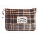 GREY / CHESTNUT PLAID TRAVEL BLANKET