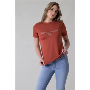 LADIES OUTLIER TECH T SHIRT RUST KIMES RANCH