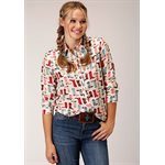CHEMISE FEMME M / L BOOT PRINT WESTERN ROPER