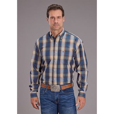 Chemise homme m / l plaid bleu roper