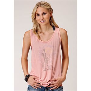 LADIES PINK ROPER TANK TOP