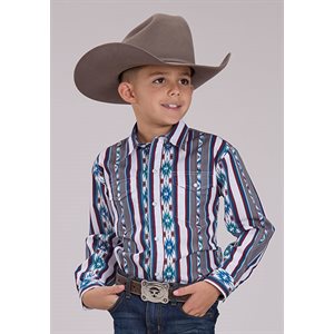Boys l / s vertical retro stripe roper shirt