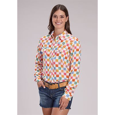 Chemise femme m / l checker blanc Roper