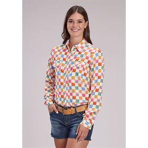 Chemise femme m / l checker blanc Roper