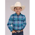 Boys l / s meadow plaid roper shirt