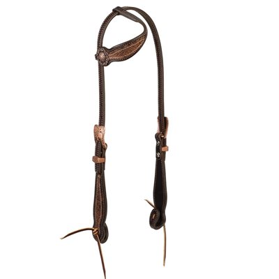 Slide ear headstall western floral