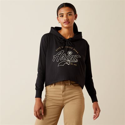 Chandail hoodie fem heels down noir Ariat