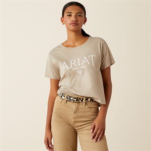 T-shirt fem logo boxy oatmeal Ariat