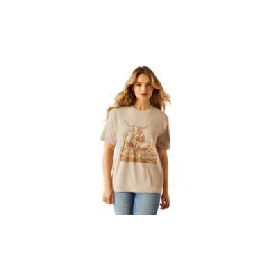 T shirt femme longhorn oatmeal Ariat