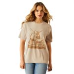 T shirt femme longhorn oatmeal Ariat
