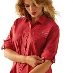 chemise fem ventek m / l eqest stripe rouge ariat