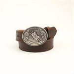 Ceinture classic brune embossée avec boucle champion