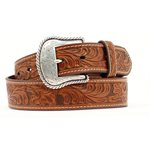 MENS NOCONA FLORAL EMB TAN BELT