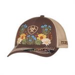 Casquette femme vintage fleuri brun
